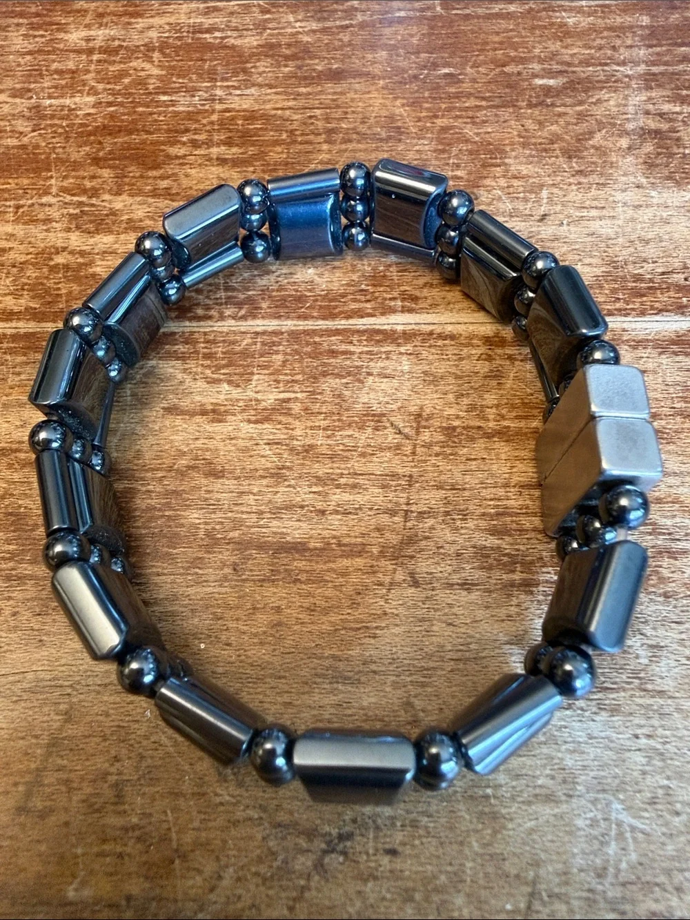 Men's Black Hematite Magnetic Bead Bracelet